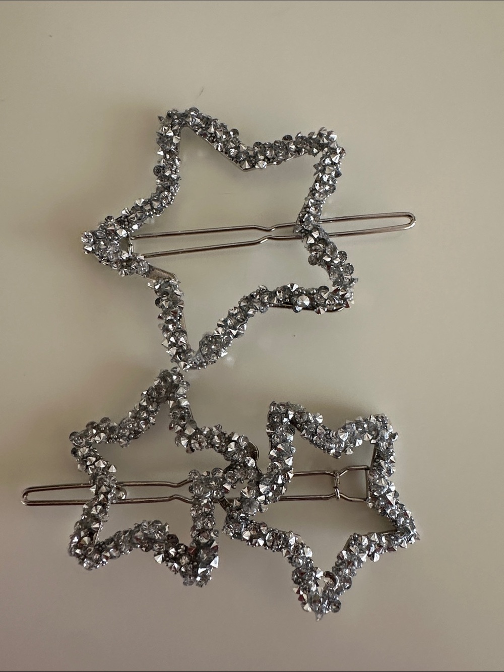 Zara Kids Silver Star Rhinestone Hair Clips - Set of 2